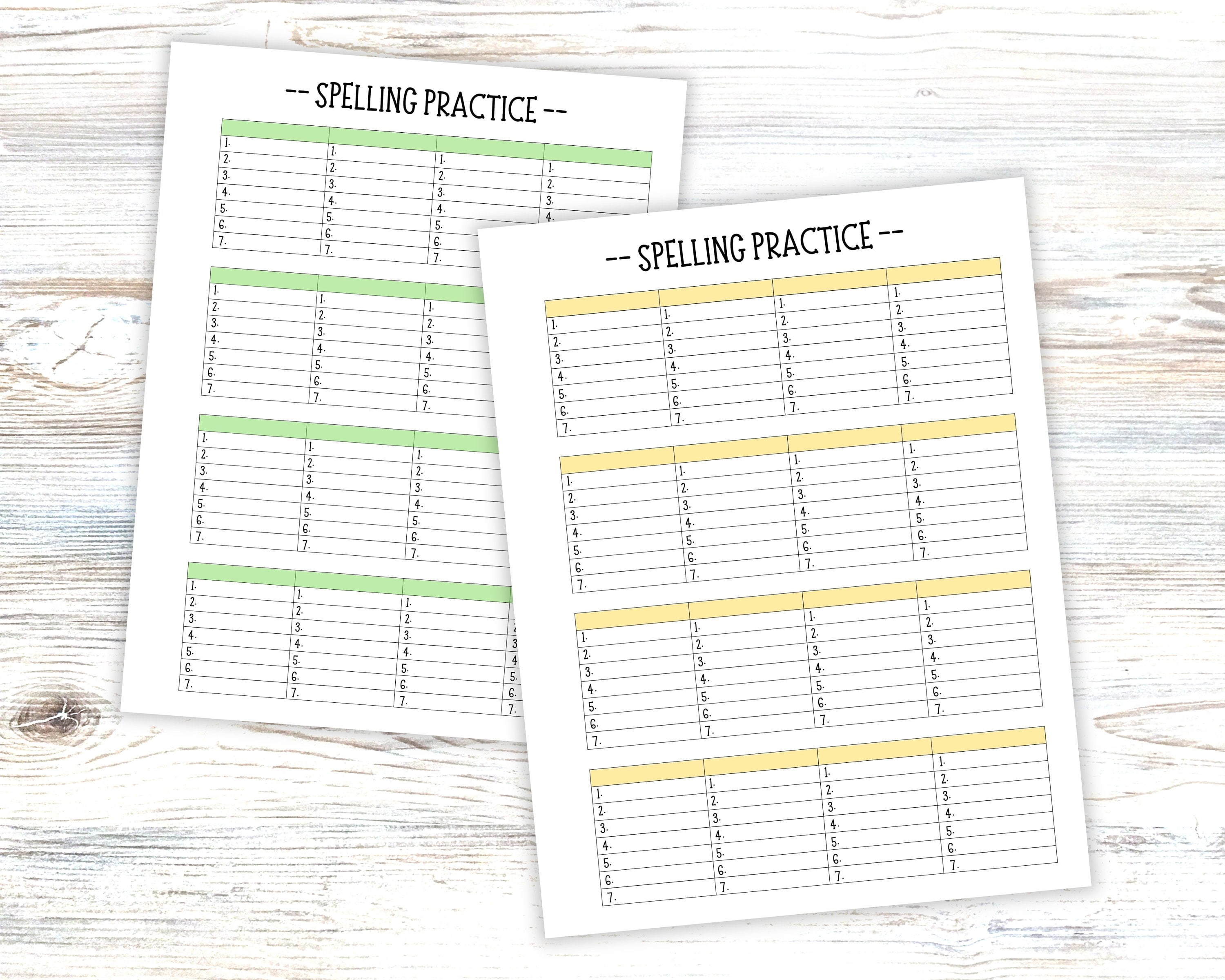 Spelling Practice Worksheet for Homework at Home Practice Spelling List ...