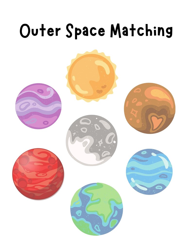 Printable Matching Game for Preschool Planets in Space Kids - Etsy
