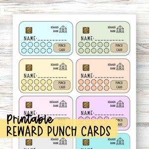 Reward Punch Card, Printable Reward System for Kids, Play Debit Card, Good Behavior Incentive, Chore Prize System, Classroom Sticker Chart