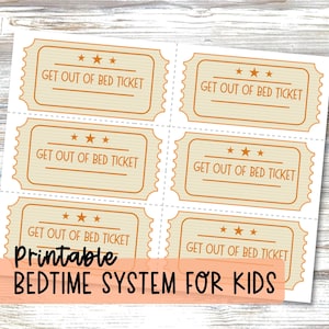 Gute-Nacht-Pass für Schlaftraining Kids Printable Tool Wie man Kleinkind dazu bringt, nachts im Bett zu bleiben Schlaftrainingssystem Get Out of Bed Ticket