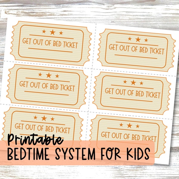 Bedtime Pass for Sleep Training Kids Printable Tool How to Get Toddler to Stay in Bed at Night  Sleep Training System Get Out of Bed Ticket