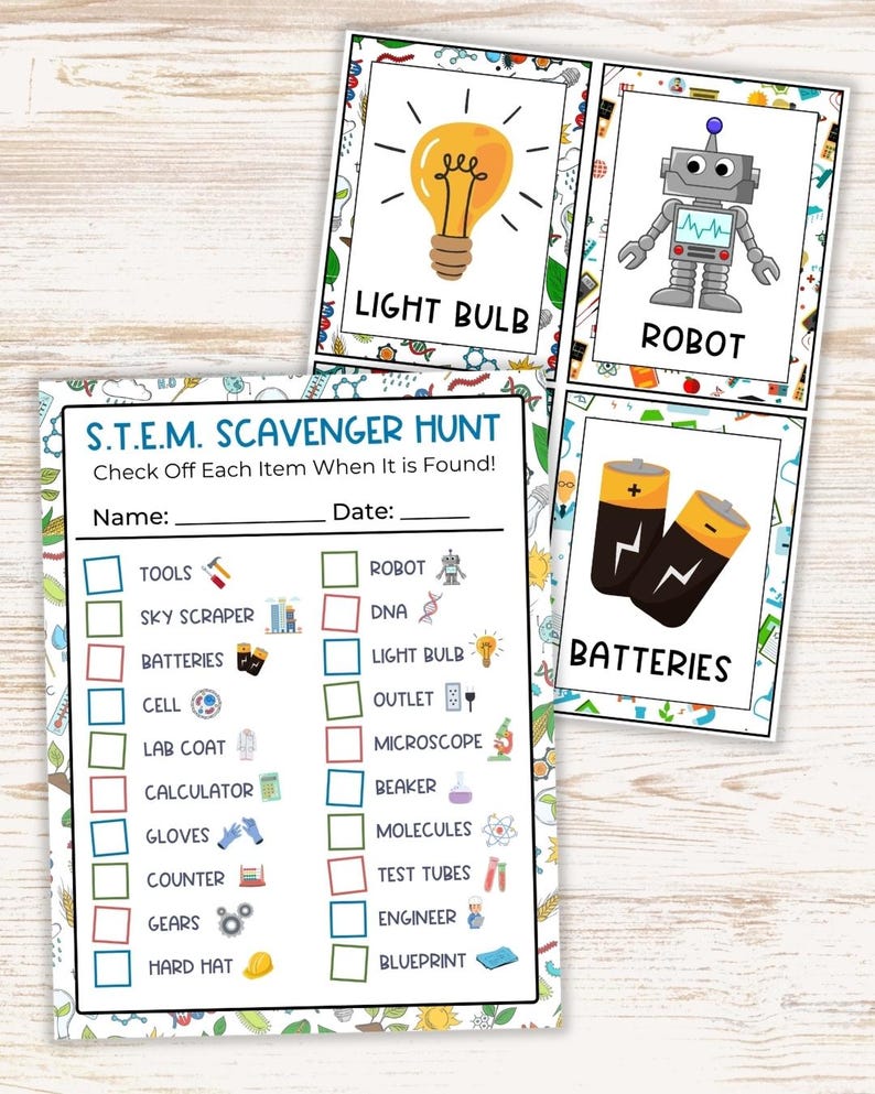 STEM Scavenger Hunt, Science Technology Engineering Math, Birthday ...
