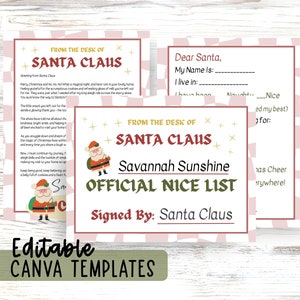 Official Santa Letter and Nice List Certificate Bundle, Includes Stationary for Kids to Write Letter to Santa, Christmas Wish List Printable