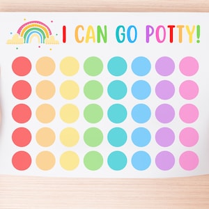 Rainbow Reward Chart, Potty Training Sticker Chart for Toddlers, Printable Routine System for Girls & Boys
