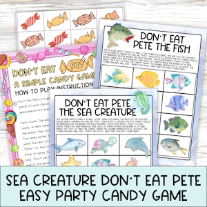 Fish Party Games, Don&#39;t Eat Pete the Sea Creature, The Fish and Pin the Fish on the Anemone  Like Tail on Donkey, Birthday Party Activity