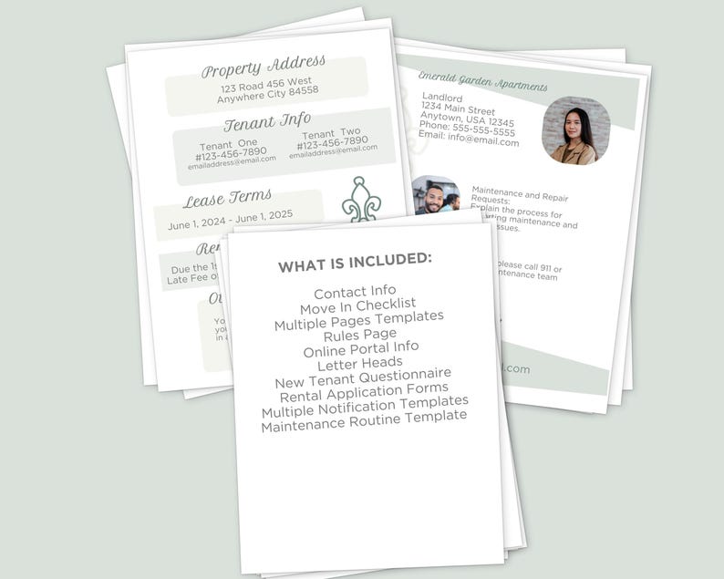 3 information pages that are customized and printed out
