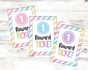 Reward Ticket for Kids Good Behavior, Printable Prize Box System, Teacher Classroom Management, Reading Homework or Chore Reward System