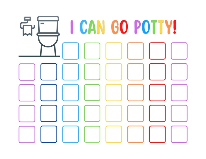 Printable Potty Training Sticker Chart for Toddlers Rainbow Reward Printable Potty Training Sticker Chart for Toddlers Rainbow Reward