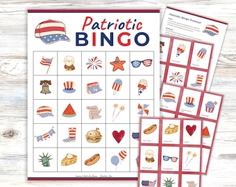 Patriotic Bingo, Independence Day Activity Bundle, 4th of July Party Games, Group Protocols for LTC / Recreation Activity Director Resource