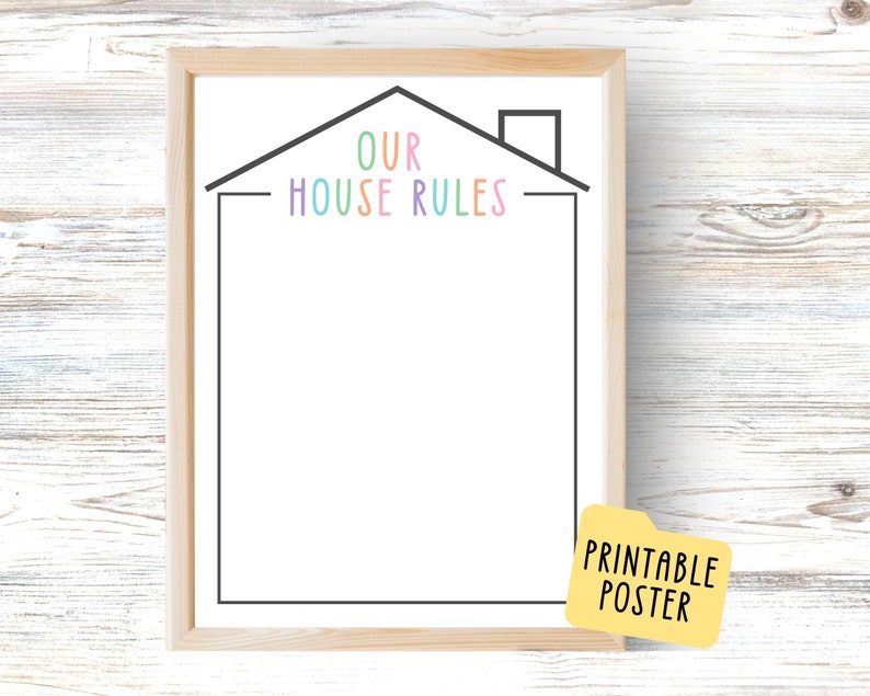 Editable House Rules Chart for Kids and Families Household - Etsy