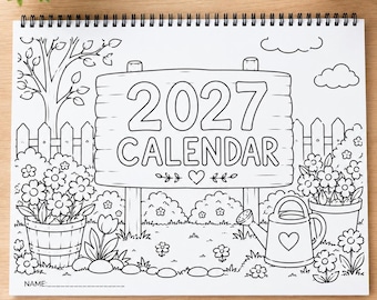 2027 Color Your Own Calendar, DIY Make Your Own 12 Month Wall Calendar, Great Gift to Parent from Kids or Neighbors