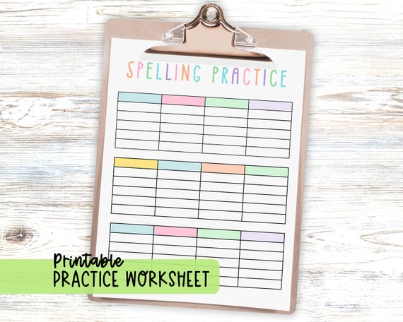 Spelling Practice Printable Worksheet Spelling Words Sheet Sight Word Practice Spelling Test Homeschool Teacher School Homework Assignment