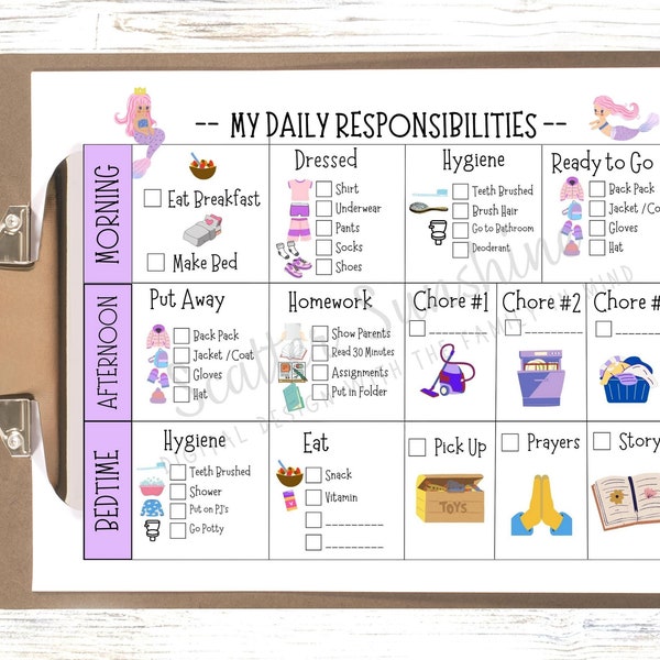 Morning Routine Chart for Teen - Etsy