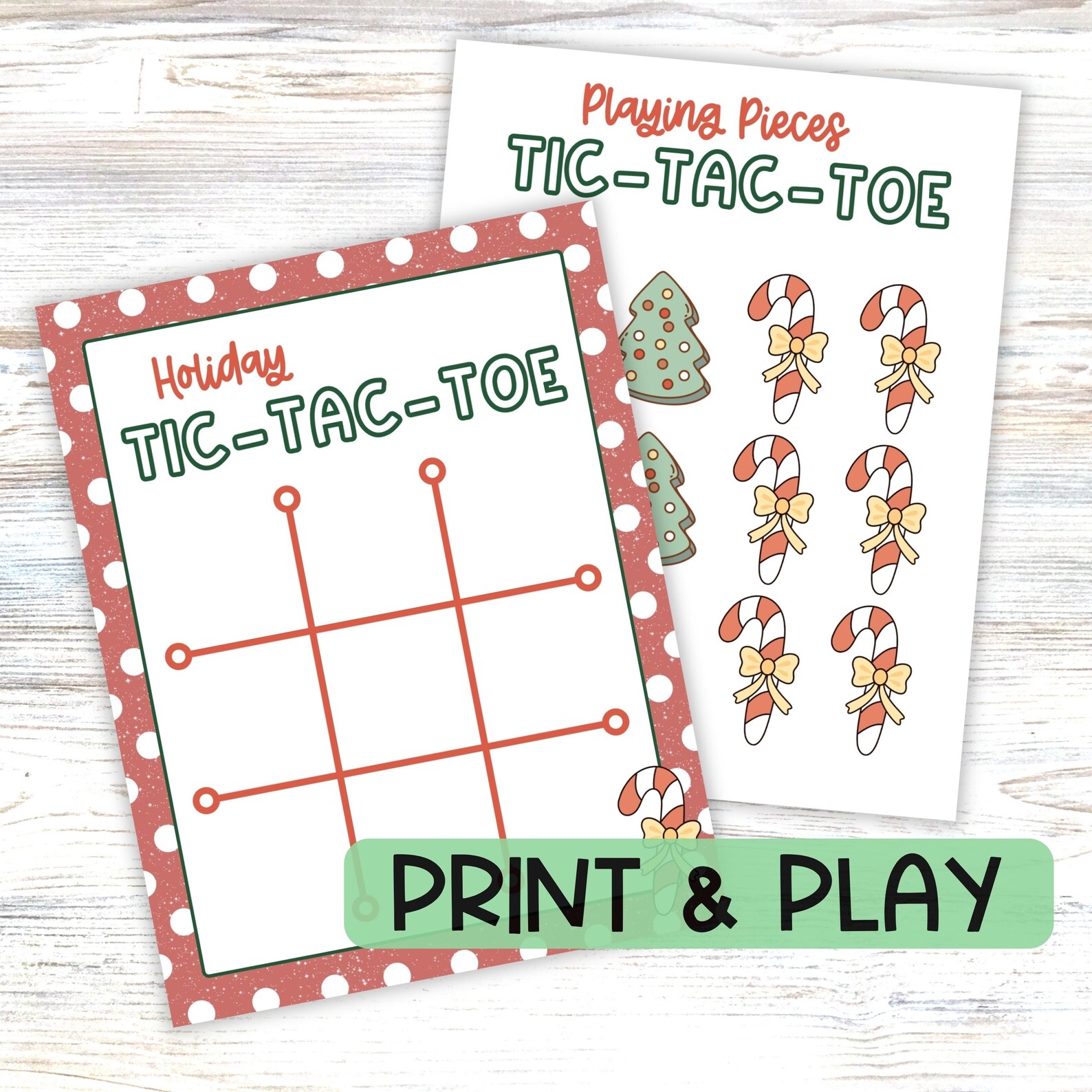 Tic Tac Toe Christmas Activity Printable Game, DIY Easy 2 Player Party ...