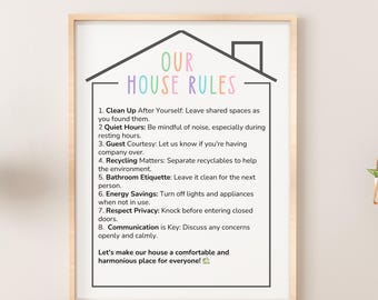 Editable House Rules Chart for Kid and Families Household Rules Chart Family Values Chart Family Rules Printable FHE Lesson Family Council