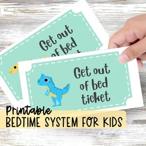 Bedtime Pass for Bedtime Routine, Dinosaur Sleep Training Printable Potty Pass, Ticket Reward System, Stay in Own Bed Incentive