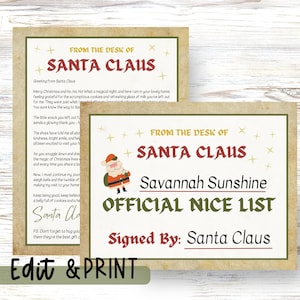 Official Santa Letter and Nice List Certificate Bundle, Includes Stationary for Kids to Write Letter to Santa, Christmas Wish List Printable