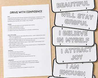 Affirmation Activity, License Plate Printable Coloring Activity, Recreation Protocol