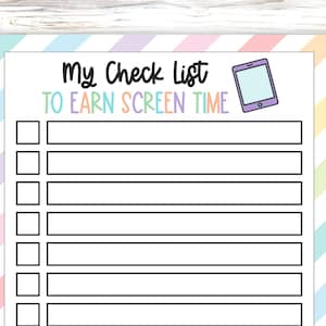 Earn Screen Time Chart, Checklist Bundle for Kids and Teens, My Hygiene Checklist,  List to Clean Bedroom, Printable Chore Chart Bundle