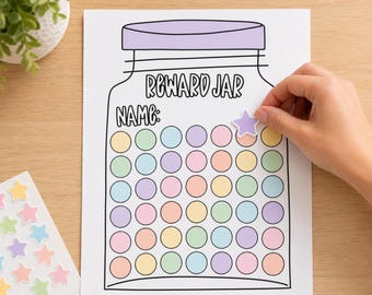 Reward Jar Reward Sticker Chart, Good Behavior Incentive for Kids, Homeschool or Classroom System, Rainbow Printable Responsibility Chart