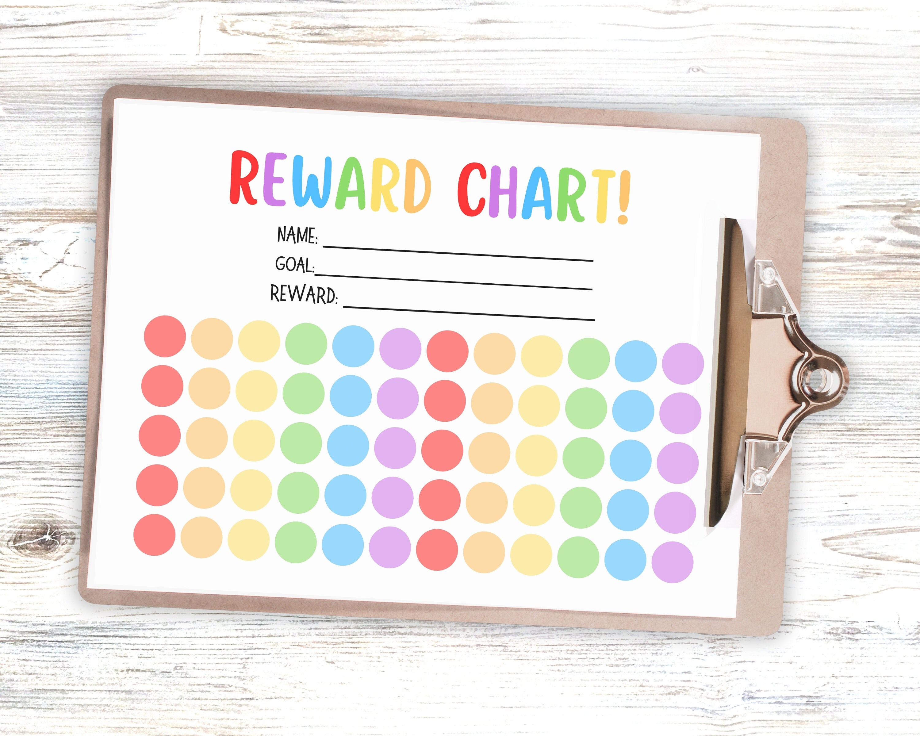 Printable Rainbow Reward Chart for Kid Sticker Chart Positive Behavior ...