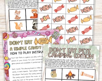 Don't Eat Pete Woodland Animal & Camping Bundle, Easy Candy Board Games for Kid, Summer Birthday Activity, Slumber Party Outdoor Theme Party