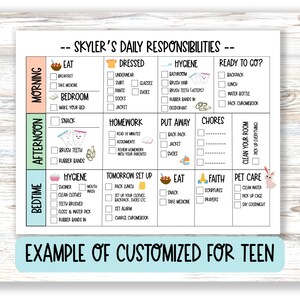 Example of customized version for a Teen