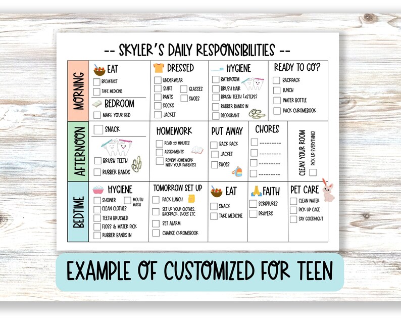 Example of customized version for a Teen