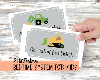 Slaappasje voor peuters: printbaar 'uit bed komen'-ticket. Slaaptrainingssysteem voor kinderen: leer je kind 's nachts in bed te blijven.