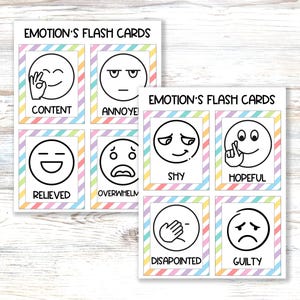 Emotions Flashcards for Kids, Facial Expression SEL Activity Printable, Emotion Face Icon Cards for Preschool Classroom Grades or Homeschool