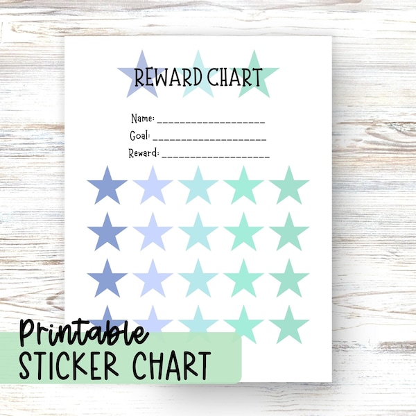 Editable Reward Chart for Kid Sticker Chart Positive Behavior Teen Reward System Classroom Sticker Chart Homeschool Teach Resource Printable