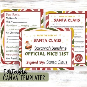 Letter From Santa Claus, Nice List Certificate Canva Template, Write a Letter to Santa Claus Send to North Pole, Draw a Picture for Santa,