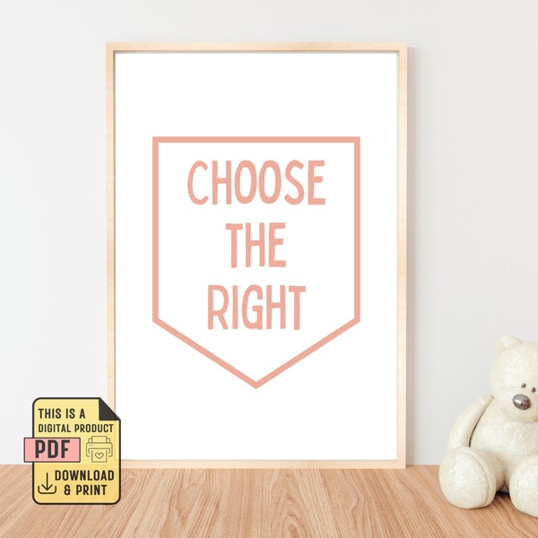Choose The Right Shield Printable Poster, CTR for Primary LDS Children & Youth Bedroom Spiritual Wall Art Come Follow Me Lesson  Handout