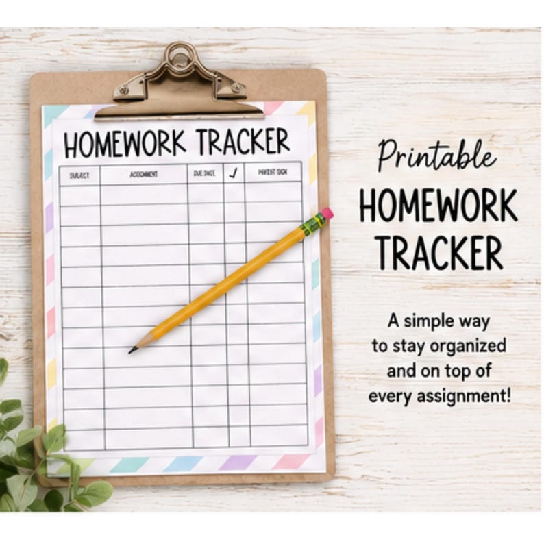 Homework Tracker, Assignment Due Date Log, Homework To-do Checklist ...