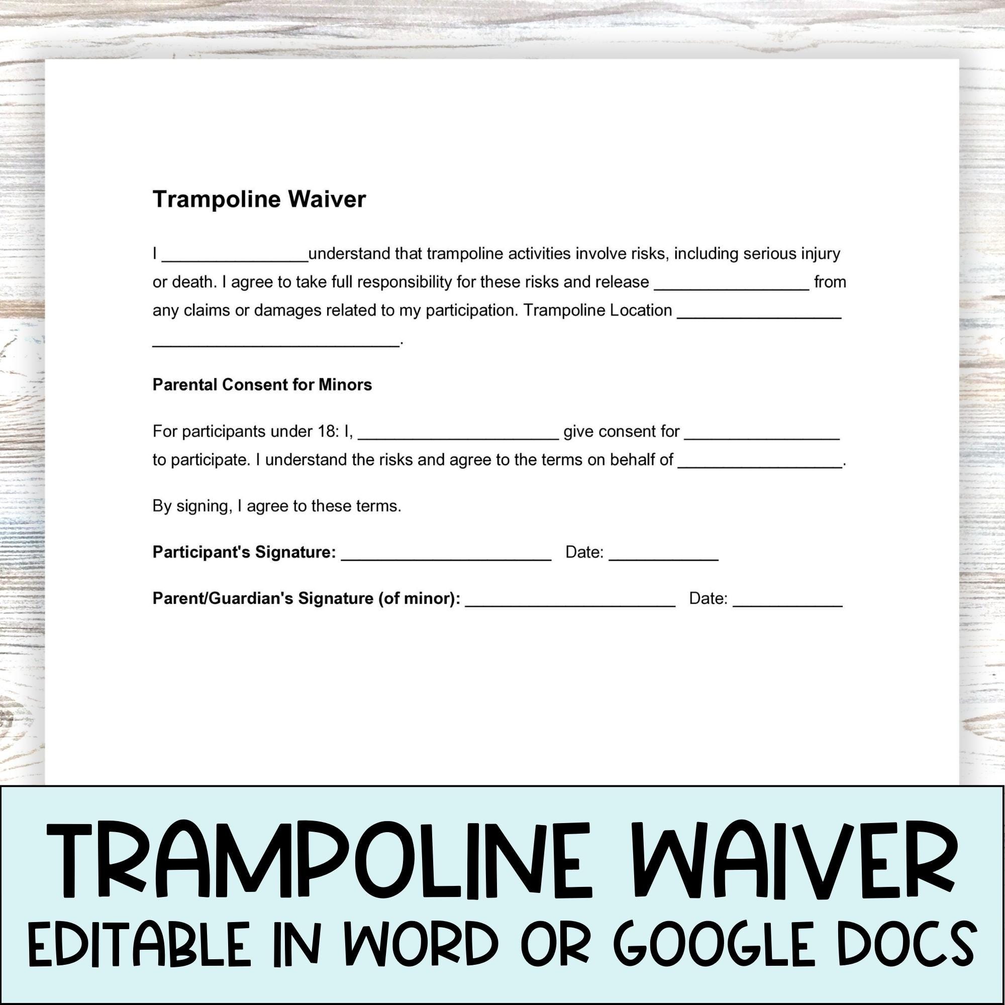 trampoline-waiver-template-hold-harmless-agreement-assumption-of-injury-risk-legal-guardian-permission-slip-homeowner-liability-release-etsy for Free Printable Release Of Liability Form Trampoline Waiver Template, Hold Harmless Agreement, Assumption of Injury Risk, Legal Guardian Permission Slip, Homeowner Liability Release - Etsy for Free Printable Release Of Liability Form