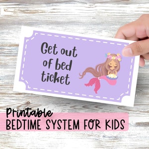 Gute-Nacht-Pass für Schlaftraining Kleinkinder Druckbares Raus aus dem Bett Ticket Schlaftrainingssystem für Kinder Bringen Sie dem Kind bei, nachts im Bett zu bleiben