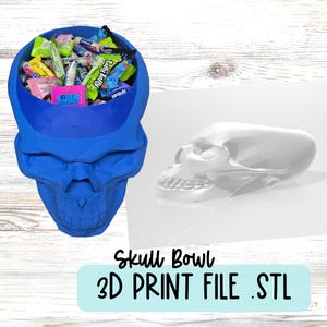 Skull Candy Bowl STL File, 3D Printable Skeleton Head for Spooky Décor or Skeleton Head Planter, Halloween Candy Holder, Holiday Gift