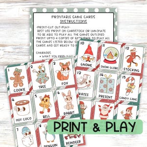 Christmas Card Game Printable, Numbered Playing Cards Winter Seasonal Characters, Includes Go fish, War, Old Maid, Slap Jack, Memory & More
