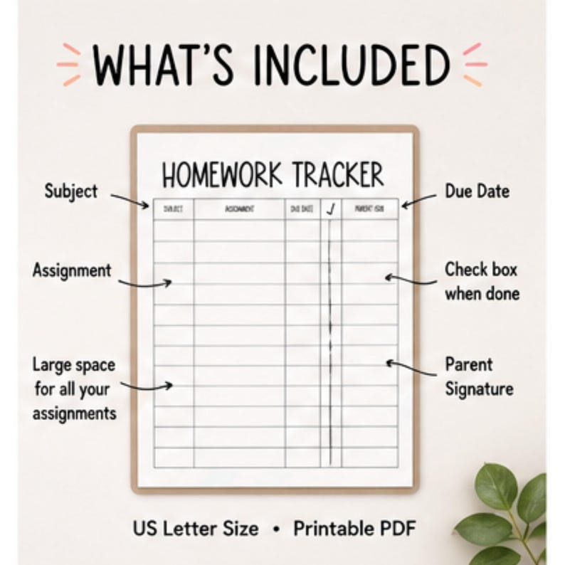 Homework Tracker, Assignment Due Date Log, Homework To-do Checklist ...