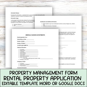 Rental Application, Landlord Editable Template, Potential Tenant Screening, Customizable Apartment Application, Property Management Form