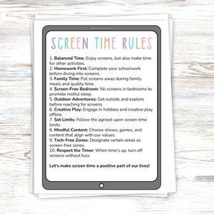 Screen Time Rules Editable Template, Screen Safety Rules Families and Kids, After School Checklist, House Rules for Online Devices & Phones