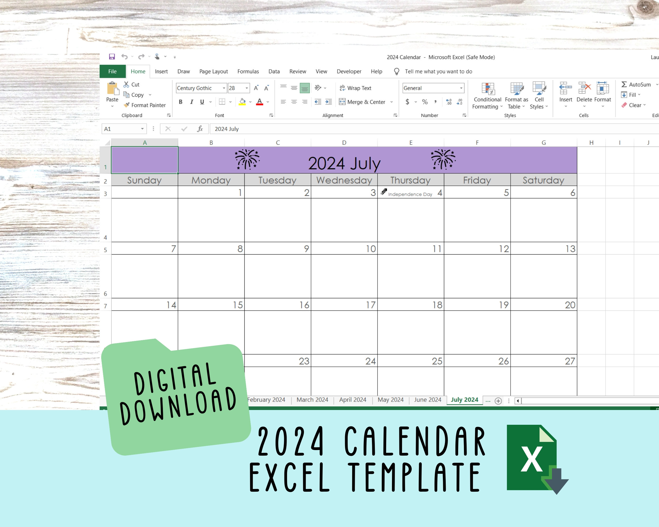 2024 Calendar Excel Template 12 Months Planner Spreadsheet Etsy