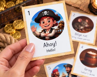 Talk Like a Pirate Day Activity, Let's Speak Pirate Bingo Game, With Playing Cards