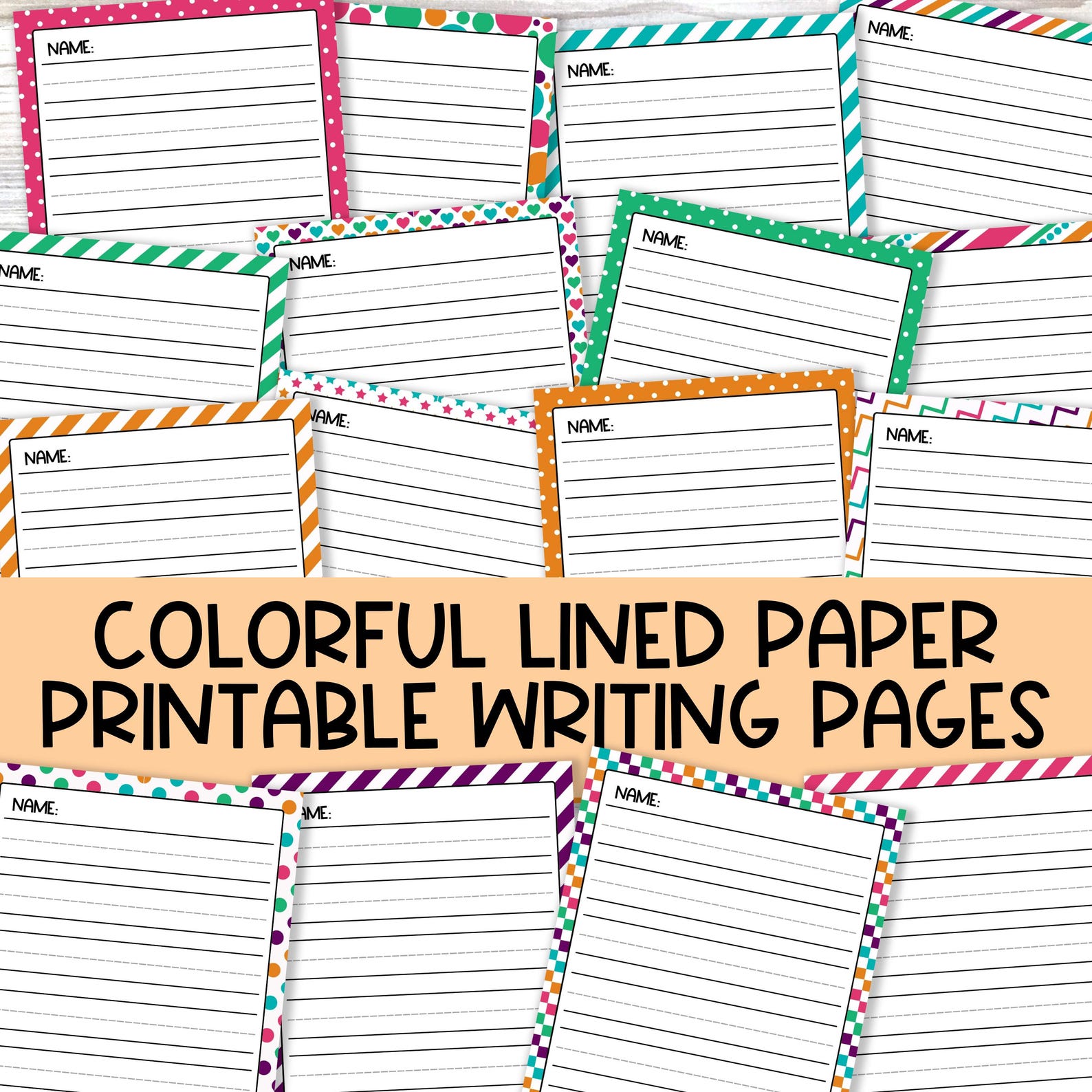 Colorful Stationary Set Fun Printable Lined Junk Letter Journal Pages ...