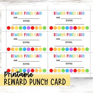 Rainbow Punch Cards Printable, Loyalty Card, Reward Sticker Chart, Chore Incentive Kids & Teens, Good Behavior Tickets, Classroom Resource