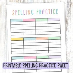 Printable Spelling Worksheet Spelling Practice Teacher Resource Homeschool Activity Spelling List for Spelling Test Handwriting Practice