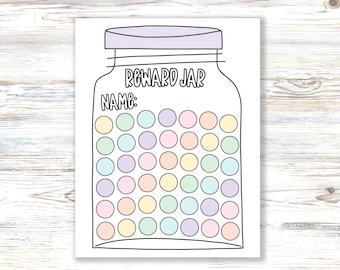 Reward Jar Reward Sticker Chart, Good Behavior Incentive for Kids, Homeschool or Classroom System, Rainbow Printable Responsibility Chart