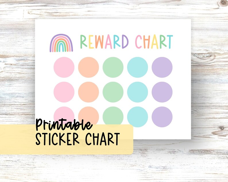 Printable Rainbow Reward Chart for Kid Sticker Chart Positive Behavior ...