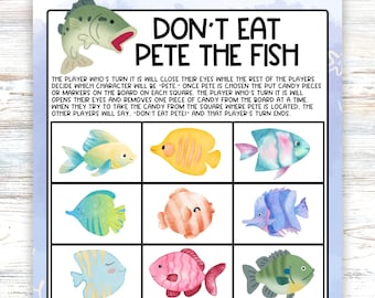 Fish Party Games, Don't Eat Pete the Sea Creature, The Fish and Pin the Fish on the Anemone  Like Tail on Donkey, Birthday Party Activity