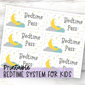Bedtime Pass for Sleep Training Kids Printable Tool How to Get Toddler to Stay in Bed at Night  Sleep Training System Get Out of Bed Ticket